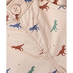 Babyhug Cotton Knit Mid Thigh Shorts Dino Print - Beige
