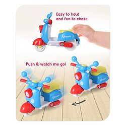 Babyhug Friction Powered Mini Scooter Blue Toy| Push and Go Scooter Toy For Kids| Early Development Motor Skills| Ideal Gift for 3 Years+ Kids| BIS Certified