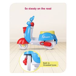 Babyhug Friction Powered Mini Scooter Blue Toy| Push and Go Scooter Toy For Kids| Early Development Motor Skills| Ideal Gift for 3 Years+ Kids| BIS Certified