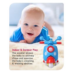 Babyhug Friction Powered Mini Scooter Blue Toy| Push and Go Scooter Toy For Kids| Early Development Motor Skills| Ideal Gift for 3 Years+ Kids| BIS Certified