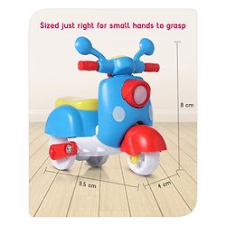 Babyhug Friction Powered Mini Scooter Blue Toy| Push and Go Scooter Toy For Kids| Early Development Motor Skills| Ideal Gift for 3 Years+ Kids| BIS Certified
