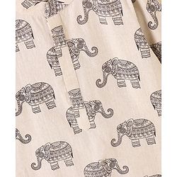 Babyhug Cotton Woven Full Sleeves Elephant Printed Kurta - Beige