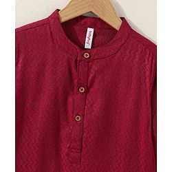 Babyhug Full Sleeves Cotton Woven Kurta and Dhoti Set - Red