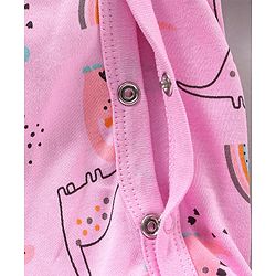 Babyhug Full Sleeves Cotton Dino Printed Night Suit - Pink