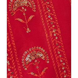 Babyhug Sleeveless Blouse And Sequins Bordered Saree - Red