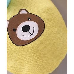 Babyhug 100% Cotton Cap Mittens & Booties Bear Print Yellow - Diameter 10.5 cm