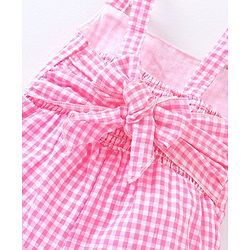 Babyhug Cotton Sleeveless Checks Jumpsuit- Pink