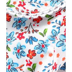 Babyhug Full Sleeves Rayon Top With Peter-Pan Collar & Floral Print- White