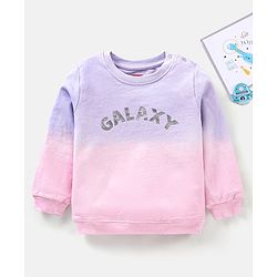 Babyhug Full Sleeves Cotton Knit Sweatshirt with Foil Print Text - Pink & Violet