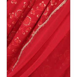 Babyhug Woven Sleeveless Choli & Lehenga Set with Dupatta Embellished & Printed - Red