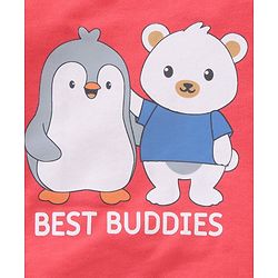 Babyhug Cotton Knit to Knit Full Sleeves Text Printed Tee & Lounge Pant - Red