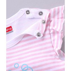 Babyhug 100% Cotton Half Sleeves Printed and Striped Onesie - Pink