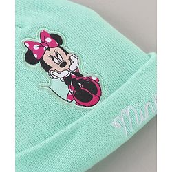 Babyhug Woollen Cap & Gloves Set Minnie Mouse Print Aqua - Diameter 10.5 cm