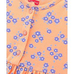Babyhug 100% Cotton Short Sleeves Frock with Bloomer Floral Print - Orange