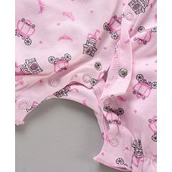 Babyhug 100% Cotton Short Cap Frill Sleeves All Over Printed Romper - Pink