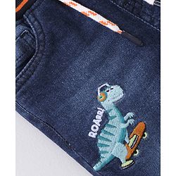 Babyhug Full Length Denim Washed Embroidered Jeans With Stretch - Blue