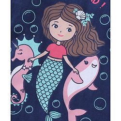 Babyhug Half Sleeves Top & Skirt Mermaid Print - Navy Pink