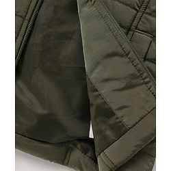Babyhug Full Sleeves Hooded Padded Jacket Solid Colour - Olive Green