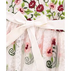 Babyhug Sleeveless Embroidered Party Frock - White
