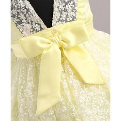 Babyhug Sleeveless Party Wear Frock Floral Embroidered - Yellow
