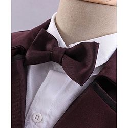 Babyhug Full Sleeves 3 Piece Party Suit With Bow - Maroon