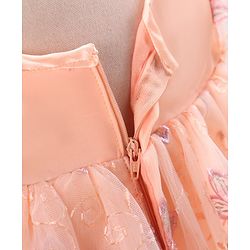 Babyhug Cap Sleeves Knee Length Party Frock Embroidered - Peach