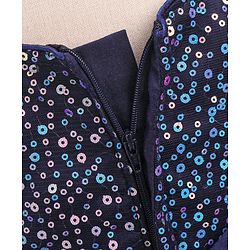 Babyhug Cap Sleeves All Over Sequinned Party Frock - Navy