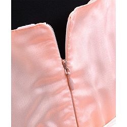Babyhug Sleeveless Party Wear Tulle Frock With Roses Applique- Peach