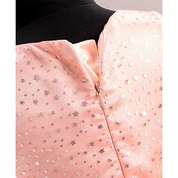 Babyhug Sleeveless Party Wear Frock With Glitter Print - Peach