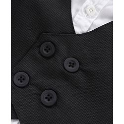 Babyhug WovenCotton Full Sleeves Shirt & Trousers With Waistcoat & Bow - Black