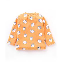 Babyhug Full Sleeves T-Shirt Penguin Print Pack of 3 - Orange & Blue