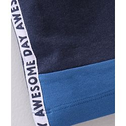 Babyhug Knit Knee Length Text Printed Shorts - Navy Blue