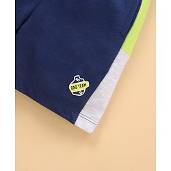 Babyhug Cotton Knit Knee Length Shorts Team Logo Print - Blue