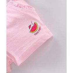 Babyhug Knit Mid Thigh Watermelon Printed Shorts - Pink