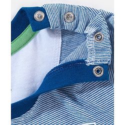 Babyhug 100% Cotton Knit Half Sleeves Striped T-Shirt and Short Set Game Mode Print - Grey Melange & Blue