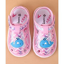 Cute Walk by Babyhug Velcro Closure Sandals Whale Patch - Pink