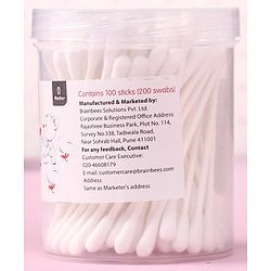 Babyhug Paper Stick Cotton Buds - 100 Pieces (Product Packaging May Vary)