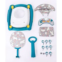 Babyhug Unicorn Foldable Baby Walker Cum Rocker With Sun Shade - Blue