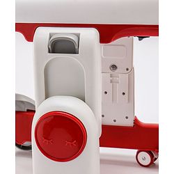Babyhug Zest Musical Baby Walker With Adjustable Height anti Fall Protection & Toy Bar- Red & White| Rear Wheels with Speed Control| Removable Toy Tray| Adjustable Cushion Seat| BIS Certified