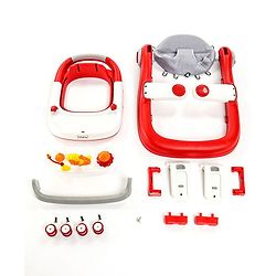 Babyhug Zest Musical Baby Walker With Adjustable Height anti Fall Protection & Toy Bar- Red & White| Rear Wheels with Speed Control| Removable Toy Tray| Adjustable Cushion Seat| BIS Certified