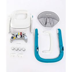 Babyhug Laugh & Learn 2 in 1 Baby Walker With anti Fall Protection & Adjustable Height - Blue White| Musical Play Tray with Light| Compact Fold| Swivel Wheels| Smart Speed Control