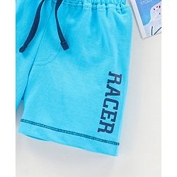 Babyhug Cotton Knit Mid Thigh Length Shorts Text Print - Blue