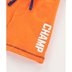 Babyhug Cotton Knit Mid Thigh Length Shorts Text Print - Orange