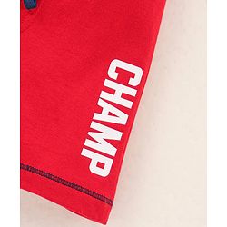 Babyhug Cotton Knit Mid Thigh Length Shorts Text Print - Red