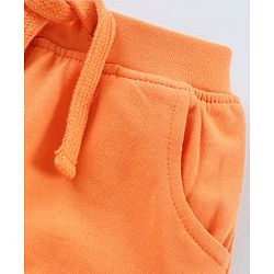 Babyhug Cotton Knit Knee Length Solid Shorts - Orange