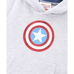 Babyhug Full Sleeves Cotton Hooded Sweatshirt Captain America Print- White Melange