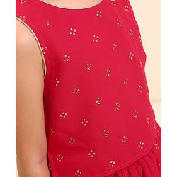 Babyhug Sleeveless Embellished Choli & Lehenga Set With Dupatta - Rasberry