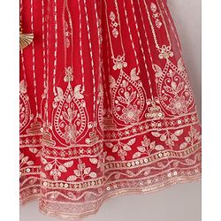 Babyhug Sleeveless Sequinned Choli & Embroidered Lehenga With Net Dupatta - Raspberry Pink