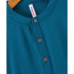 Babyhug Full Sleeves Woven Kurta & Pyjama Set Printed- Rama Green