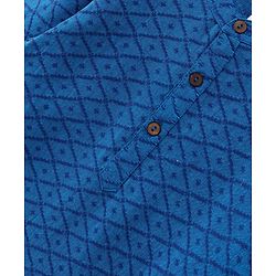 Babyhug Dobby Embroidered Kurta With Pyjama Set- Blue